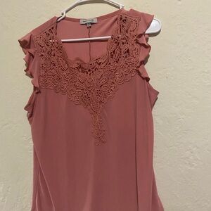 Abrand Elegant Lace Blouse in Dusty Pink